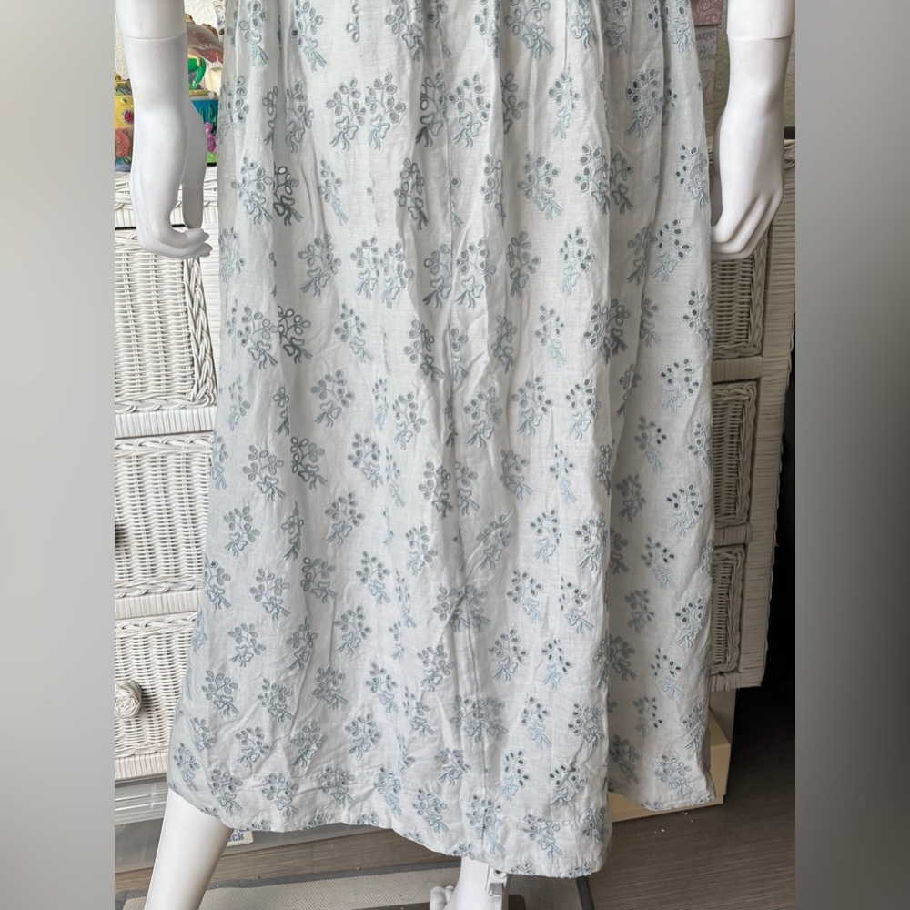 The Great. The Camelia Maxi Dress Low Cut Cotton Eyelet Ash Blue Grey Size L NWT - Picture 9 of 14